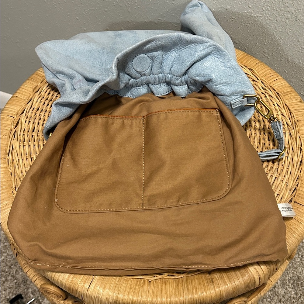 HOBO Prose Powder Blue Leather Drawstring Crossbody - Picture 8 of 11